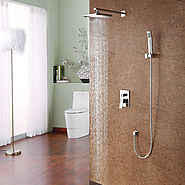 Contemporary Shower Faucet with 8 inch Shower head + Hand Shower At FaucetsDeal.com