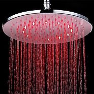 12 inch Brass Shower Head with Color Changing LED Light Shower Head At FaucetsDeal.com