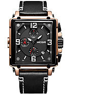 Buy The Best Men Leather Strap Square Quartz Wrist Watches