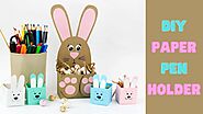 DIY paper bunny pen holder box - How to make a pen stand box step by step