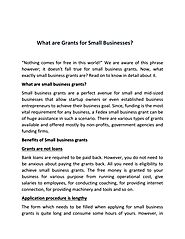 What are Grants for Small Businesses ?