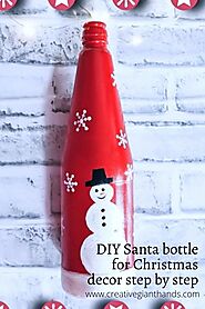 DIY Santa bottle for Christmas decor step by step - CreativeGiantHands