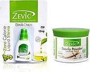 Zevic Sugar Free Stevia Powder - 200gm + Zero Calorie Liquid Stevia Drop - 15ml Sweetener Price in India - Buy Zevic ...