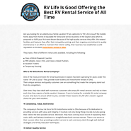RV Life Is Good Offering the Best RV Rental Service of All Time