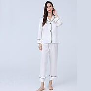 Women's 100% Mulberry Silk Pajama Set Long Pajamas