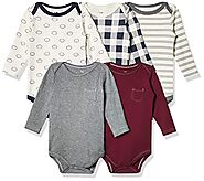 Hudson Baby Unisex Baby Cotton Long-Sleeve Bodysuits Burgundy Football, 0-3 Months