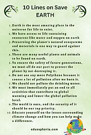 10 Lines On Save Earth For Kids In English