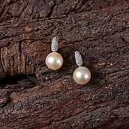 Natural Golden Color South Sea Pearl Earrings with Loop