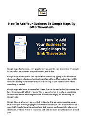 How To Add Your Business To Google Maps By - Gmb Thavertech | edocr