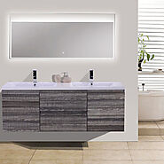 High Gloss Ash Gray Vanities - BUILDMYPLACE