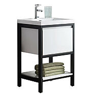 Logan Modern Farmhouse Bathroom Vanity With Sink Set - 30 INCH / Glossy White / Matte Black