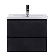 Brooklyn Wall Mounted Bathroom Vanity - Rich Black with Reinforced Acrylic Sink - 36 INCH