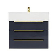 Blossom Wall Mounted Bathroom Vanity With Sink Gold Hardware - 30 INCH / High Gloss White