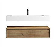 Alysa Floating Vanity With Acrylic Sink - 48 Inch / Natural Oak