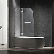 Ivanees 60" High x 45" Wide Hinged Frameless French shower & Tub Glass Door - Black