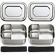 2 Pieces Toddler Bento Box Stainless Steel Lunch Box Containers Metal Lunch Containers with Compartments for Sandwich...