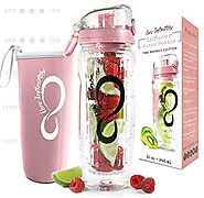 Live Infinitely 32 oz. Fruit Infuser Water Bottles With Time Marker, Insulation Sleeve & Recipe eBook - Fun & Healthy...