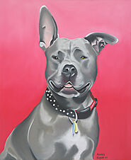 Ashes - Dog portrait painting by artist.