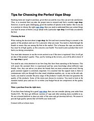 Tips for Choosing the Perfect Vape Shop by smoke1atl - Issuu