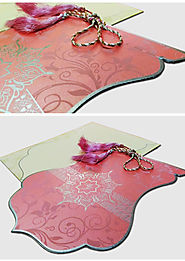 Pink Shimmery Floral Themed - Screen Printed Wedding Invitations : IN-8229Q | 123WeddingCards