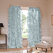 Shop The Ruffled Light Blue Linen Curtain For Your Windows From Linenshed UK