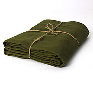 Buy The High-Quality Green Olive Washed Linen Flat Sheet For Your Bed, At Linenshed UK