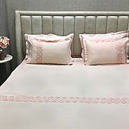 Blush Pink Hex Embroidered Bedsheet - Ruby's Signature