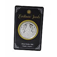 Buy Existencia Jewels 10 Gram Lakshmiji Silver Coin in 999 Purity / Fineness