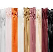 20ft Long Sheer Voile Curtain Panel W/ 4" Pockets - Fire Retardant 10ft Wide Fabric