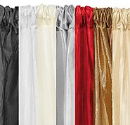 15ft Long Crushed Taffeta Curtain Panel W/ 4" Pockets - Fire Retardant 10ft Wide Fabric - Party and Wedding Backdrop ...