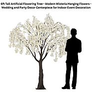 6ft Tall Artificial Flowering Tree - Modern Wisteria Hanging Flowers - Wedding and Party Decor Centerpiece for Indoor...