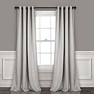 Lush Decor Light Gray Curtains-Grommet Panel with Insulated Blackout Lining, Room Darkening Window Set (Pair) 52"W x ...