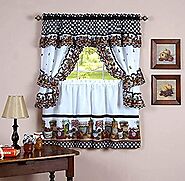 naturally home Achim Home Furnishings Mason Jars Kitchen Curtain Cottage Set, Tiers and Ruffled Swag, 36-Inch Long, M...