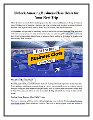 Unlock Amazing Business Class Deals for Your Next Trip
