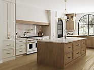 Waterfall Island Kitchen Quartz Backsplash Countertops & Slabs