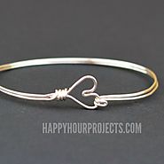 DIY Heart Clasp Wire Wrapped Bangle Bracelet