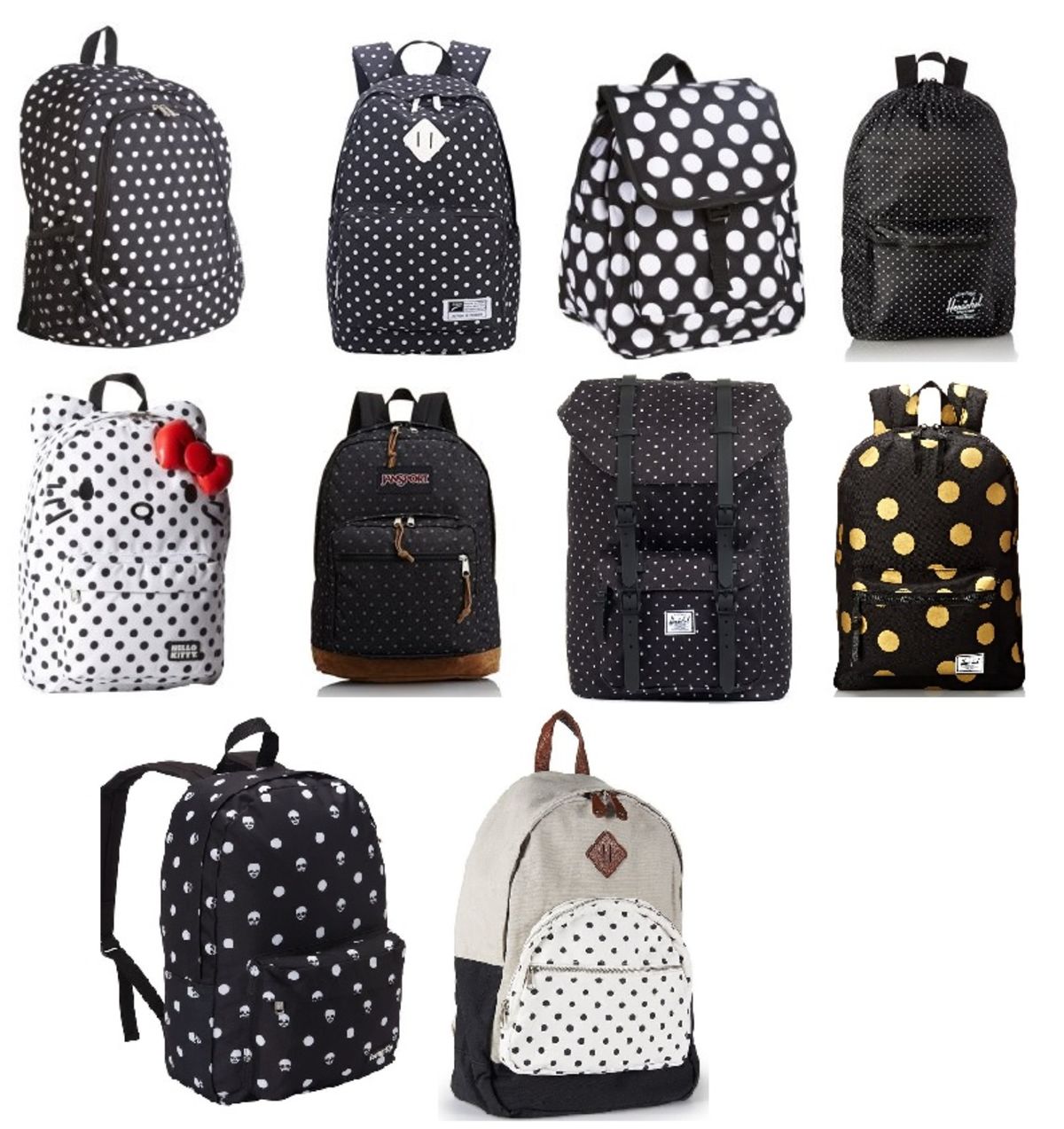 Headline for Best Black and White Polka Dot Backpacks for School and College