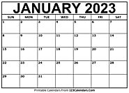 Printable January 2023 Calendar Templates - 123Calendars.com