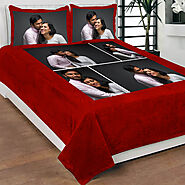 Photo Printed Bed Sheet For Romantic Couple - Photo Printed Bedsheet
