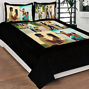 Cute Couple Photo Printed Bed Sheet - Photo Printed Bedsheet