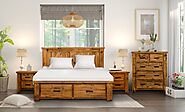 Niles Pine Wood Bed with Storage 4 Piece Bedroom Package