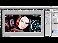 Ironman in mask interface HUD display photoshop design template for download
