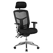 Oyster High Back Mesh Ergonomic Office Chair with Adjustable Arms + Headrest - Cassa Vida