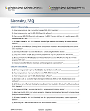 Licensing FAQ for SBS 2011