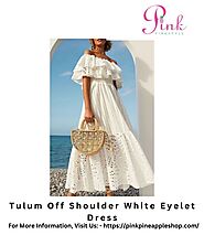 Tulum off shoulder white eyelet dress – Pink Pineapple Shop