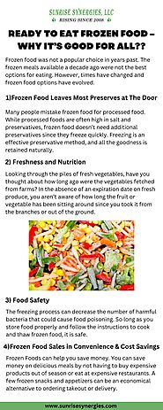 READY TO EAT FROZEN FOOD – WHY IT’S GOOD FOR ALL??