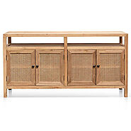 Tapia 1.6m Sideboard Unit - Natural with Rattan Doors - Cassa Vida