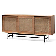 Debora Oak Buffet Unit - Natural with Rattan Doors - Cassa Vida