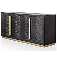 Wilma Wide 180cm Wooden Sideboard - Peppercorn and Brass - Cassa Vida