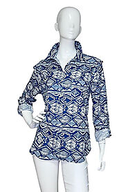 Lior Shirt Blue White Aztec Print Long Sleeve – Lior - Alisha.D